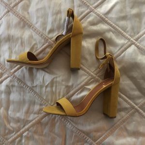 Yellow chunky heels